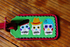 Day of the Dead leather Luggage Tag