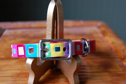 Colored Squares Dog Collar