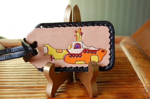 Yellow Submarine leather Luggage Tag