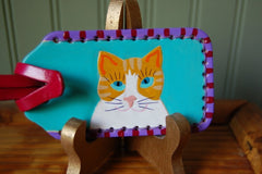 Tabby Cat leather Luggage Tag