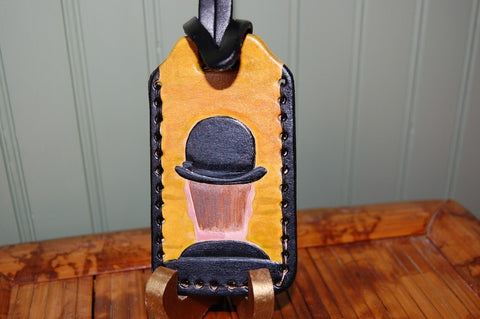 Magritte Bowler Hat leather Luggage Tag