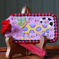 Polka Dot Cat leather Luggage Tag 2