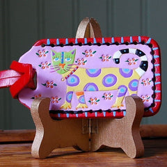 Polka Dot Cat leather Luggage Tag 2