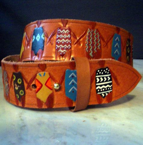 Sisters hand painted leather belt
