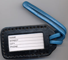 Mola Butterfly hand painted leather luggage tag