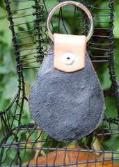 Folk Art Bird handpainted leather Key Fob