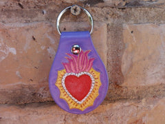 Sacred Heart leather Key Fob