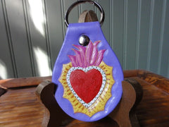 Sacred Heart leather Key Fob