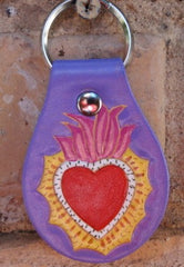 Sacred Heart leather Key Fob