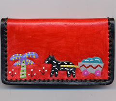 Business Card Case handpainted leather Village Design