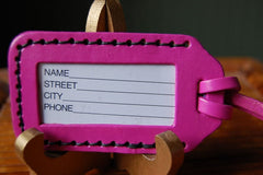 Striped Cat leather Luggage Tag