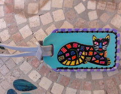 Mola Cat leather Luggage Tab