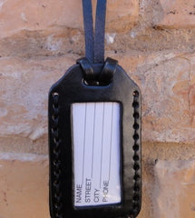 Magritte's Umbrella leather Luggage Tag