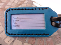 Gray Cat with Bookshelves leather Luggage Tag