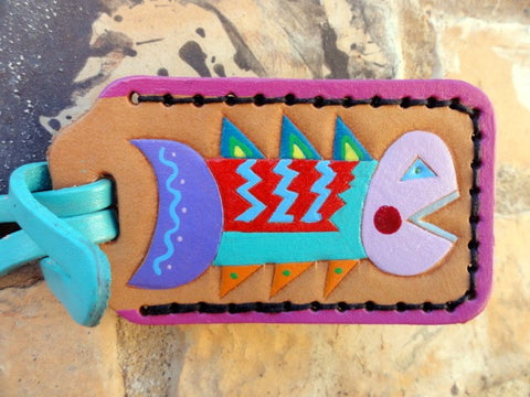 Wild Fish leather Luggage Tag