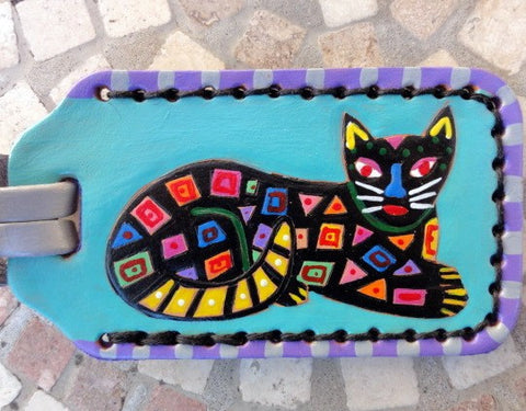 Mola Cat leather Luggage Tab