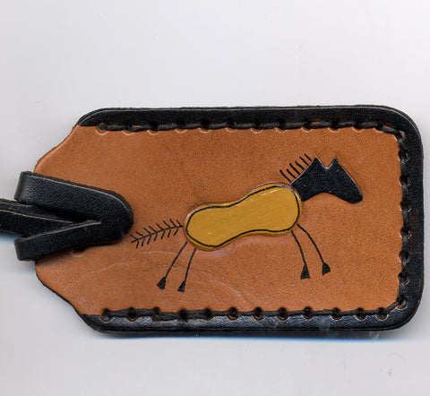 Running Horse leather luggage tag