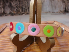 Colorful Circles leather Dog Collar