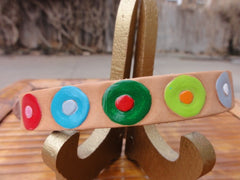 Colorful Circles leather Dog Collar
