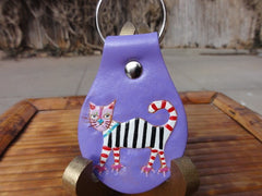 Stripped Cat leather Luggage Tag