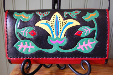 Mola Yellow Flower leather Purse