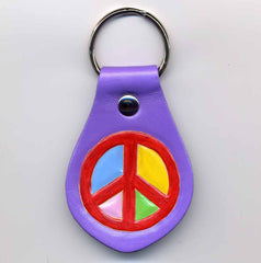 Peace Sign leather Key Fob and ID Case