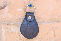 Leather Key Fob with Yellow Mola Flower Design