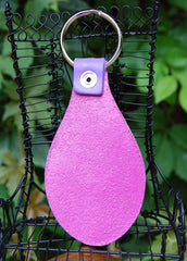 Magenta Folk Art Flower leather Key Fob