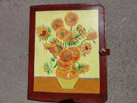 iPad leather case with Van Gogh Sunflowers