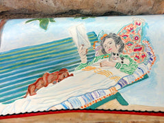 Purse with Woman Reclining on a Bench