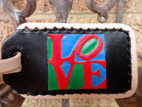 LOVE leather luggage tag