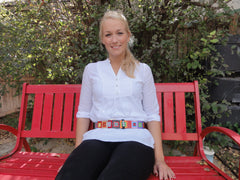 Colored Squares handpainted leather belt