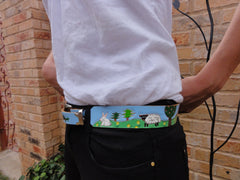 Leather Belt with Farm Scene