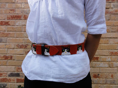 Cat Head Shot hand painted leather belt