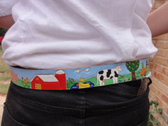 Leather Belt with Farm Scene