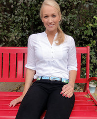 Leather Belt with Farm Scene