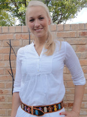 Sisters hand painted leather belt