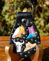 Western black leather Key Fob