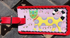 Luggage Tag with Polka Dot Cat