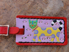 Luggage Tag with Polka Dot Cat