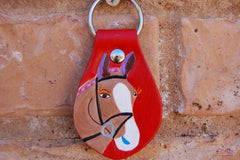 Horse Head Shot leather Key Fob