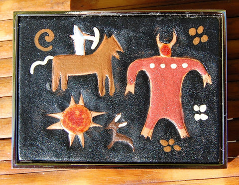 Petroglyph leather Belt Buckle
