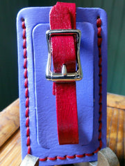 Leather Luggage Tag with Cat Head Shot