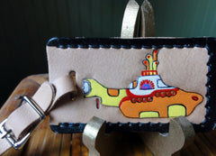 Leather Luggage Tag with Yellow Submarine