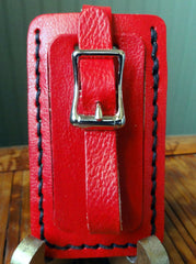 Leather Luggage Tag with Polka Dot Cat