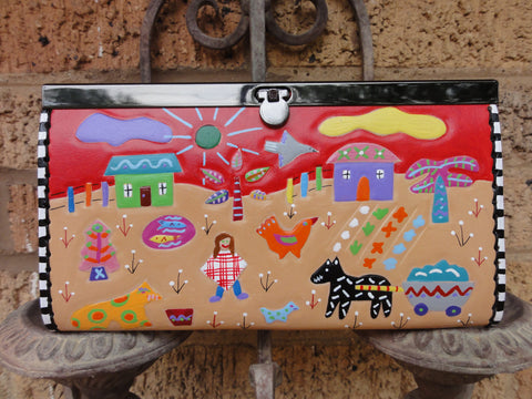 Leather Wallet with It Takes a Village Design