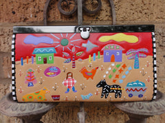 Leather Wallet with It Takes a Village Design