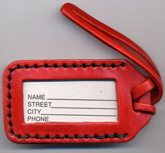 Sitting Mola Cat leather luggage tag