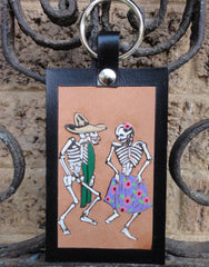 Key Fob with Day of the Dead Dancers