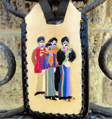 Leather Luggage Tag with Beatles